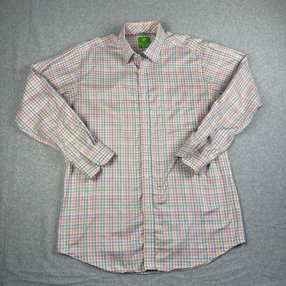Forsyth of Canada Mens M Pastel Multicolor Plaid Button Down Shirt Long Sleeve